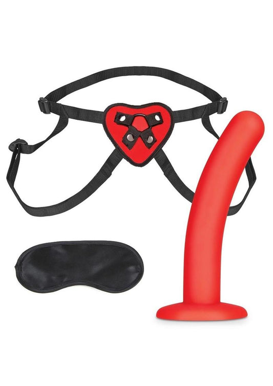 Lux F Red Heart Harness/dildo Set 5"