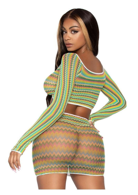 Leg Avenue 2Pc Rainbow Zig Zag