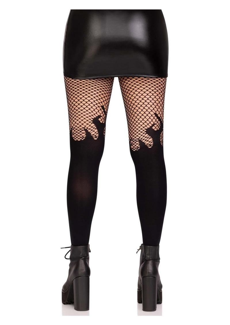 Opaque Flame Tight Fishnet Top Os Black