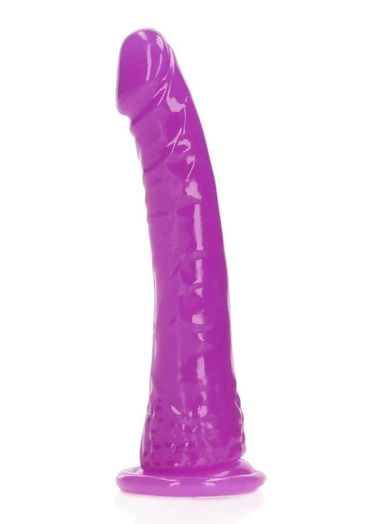 Realrock Slim Dildo 6" Gitd Purple
