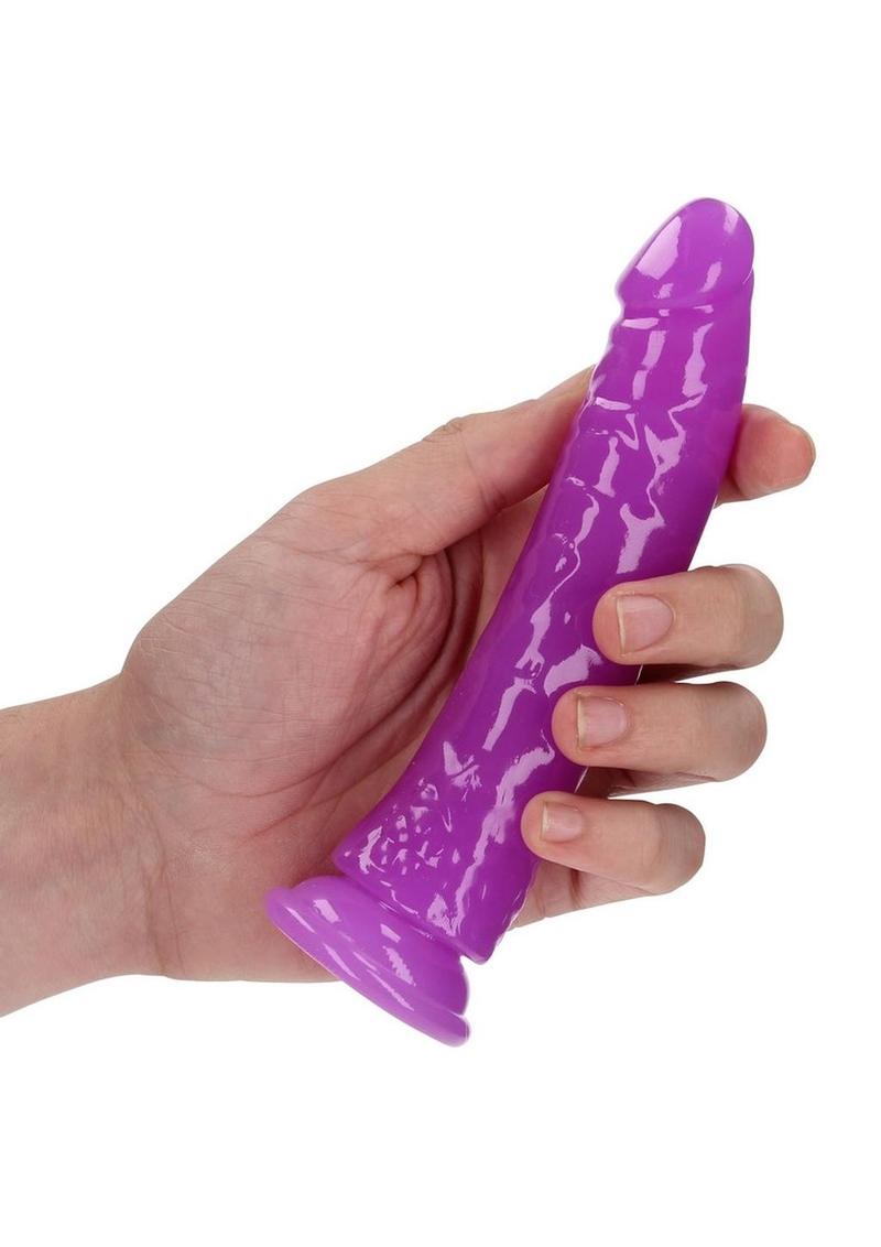 Realrock Slim Dildo 6" Gitd Purple