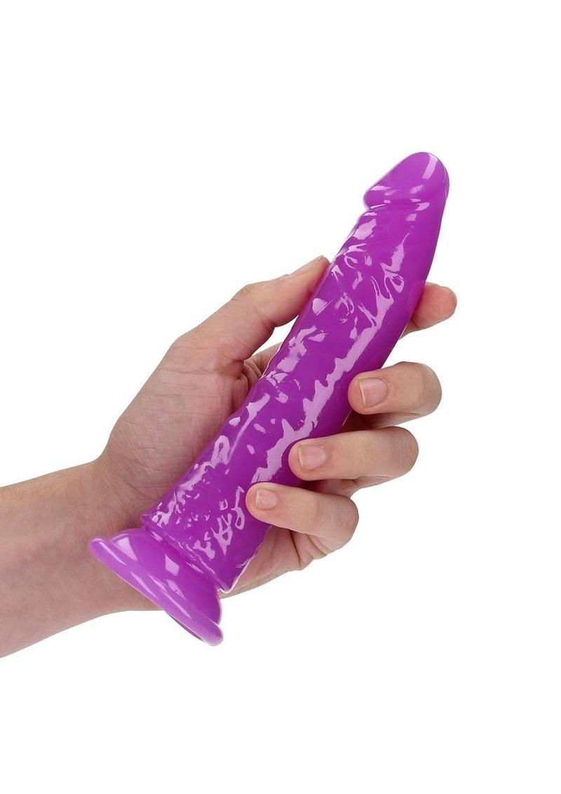 Realrock Slim Dildo 7" Gitd Purple