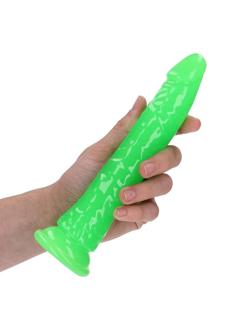 Realrock Slim Dildo 8" Gitd Green