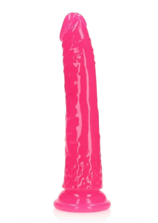 Realrock Slim Dildo 8" Gitd Pink