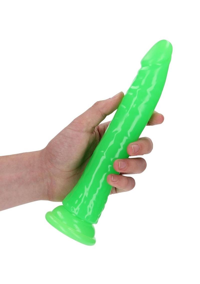 Realrock Slim Dildo 9" Gitd Green