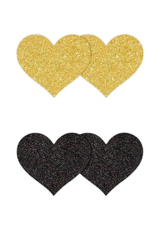 Pretty Pasties Glitter Hearts Blk/gld