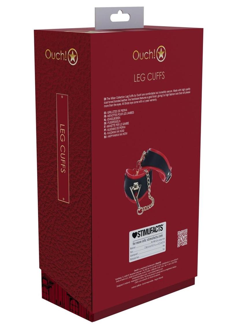 Ouch Milan Coll Leg Cuffs Blk/red