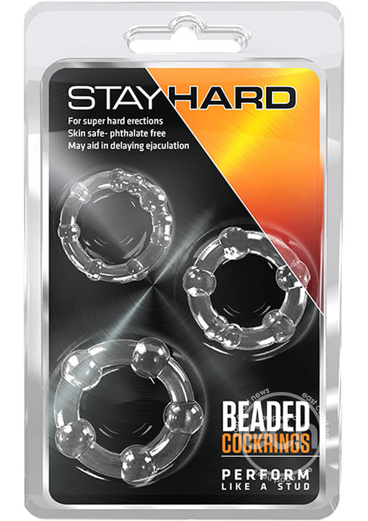 Stay Hard Beaded Cockrings Clear