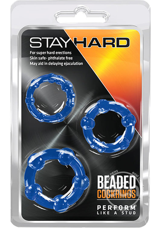 Stay Hard Beaded Cockrings Blue