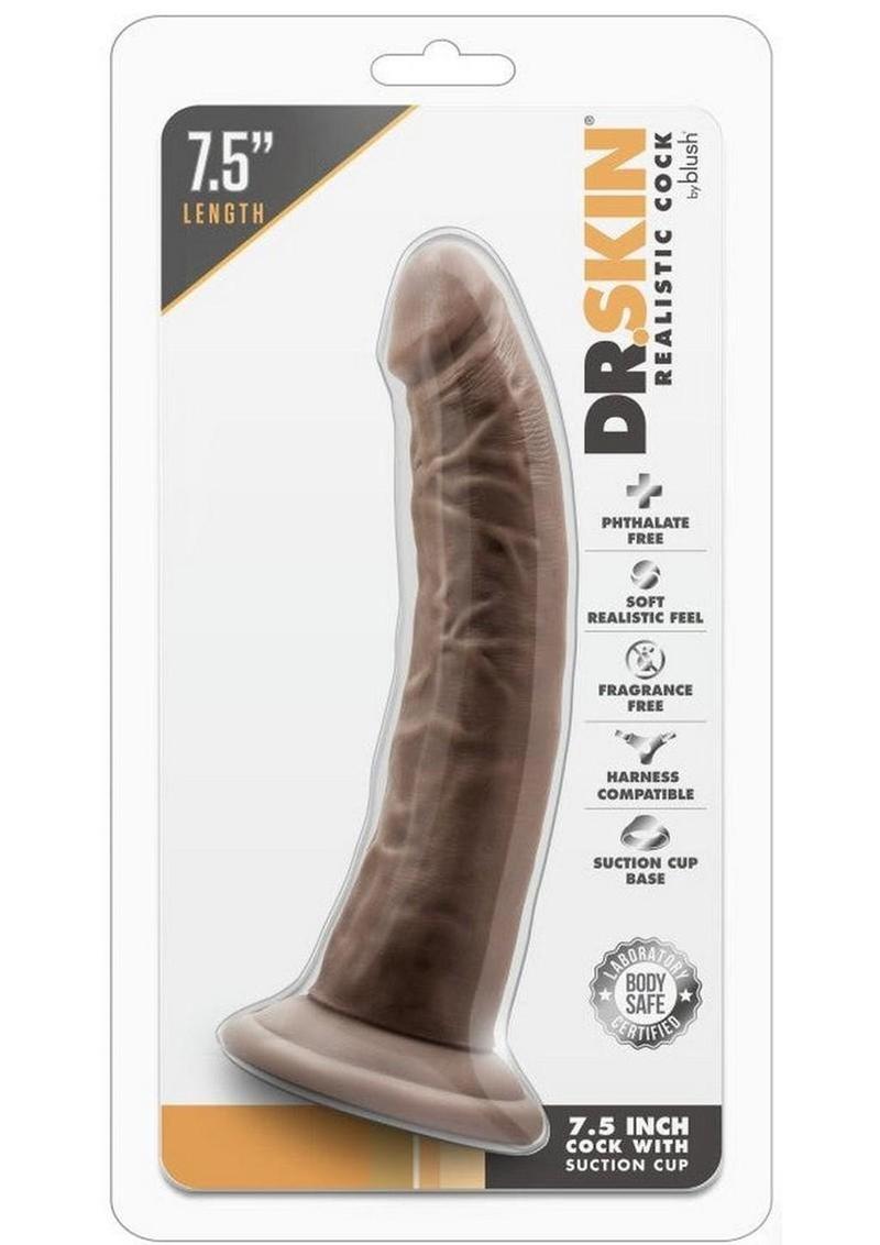 Dr Skin Cock W/suction 7" Chocolate