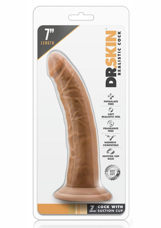 Dr Skin Cock W/suction 7" Mocha