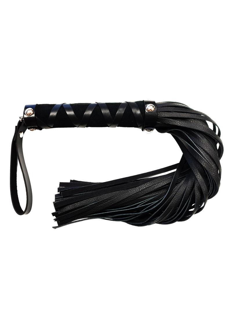 Rouge Short Leather Flogger W/studs Blk