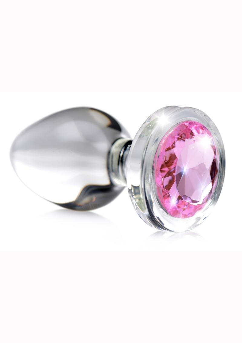 Booty Sparks Pink Gem Glass Anal Plug Md