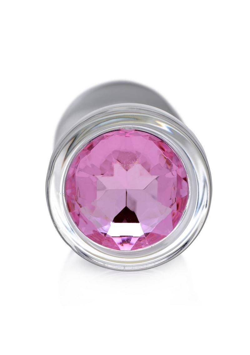 Booty Sparks Pink Gem Glass Anal Plug Md