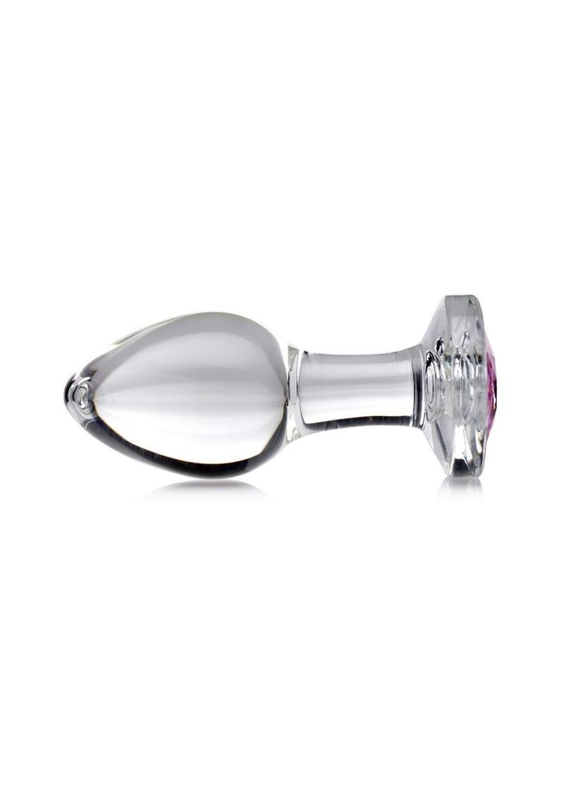 Booty Sparks Pink Gem Glass Anal Plug Md