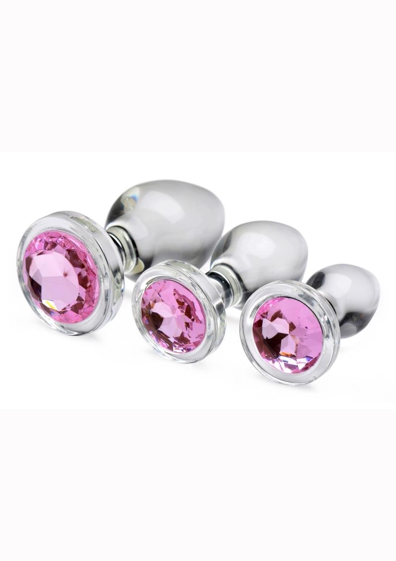 Booty Sparks Pink Gem Glass Plug Set