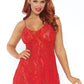 Rose Lace Flair Chemise Os Red