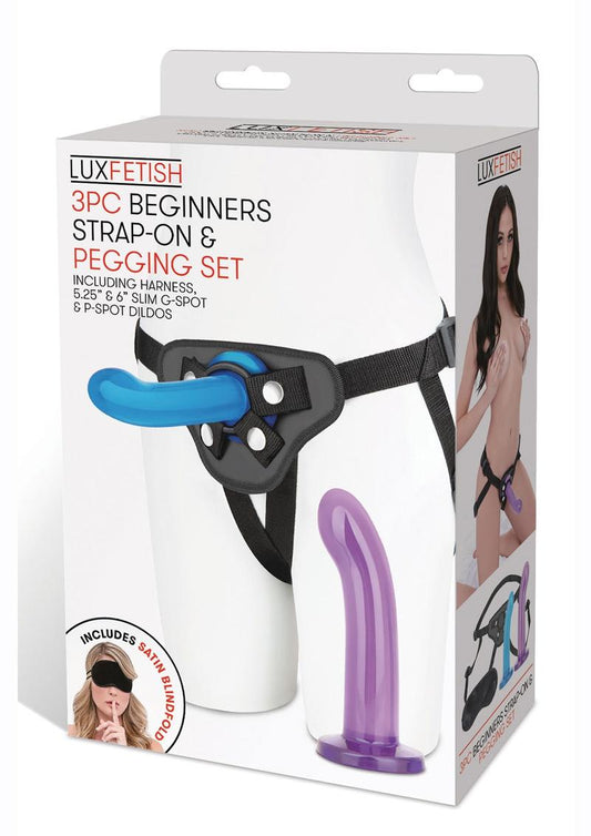 Lux Fetish 3pc Strap on & Pegging Kit