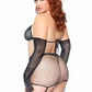 Rhinestone Garter/bikini 5pc 1x-2x Blk