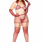 Rhinestone Garter/bikini 5pc 1x-2x Burg