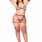 Rhinestone Garter/bikini 5pc 1x-2x Burg