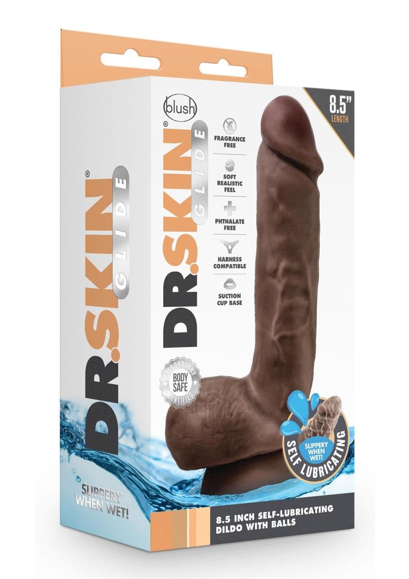 Dr Skin Glide Dildo W/balls 8.5" Chocola