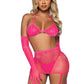 Rhinestone Garter/bikini 5pc Os Pink