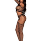 3 PC Fishnet Set Crop Garter Gloves