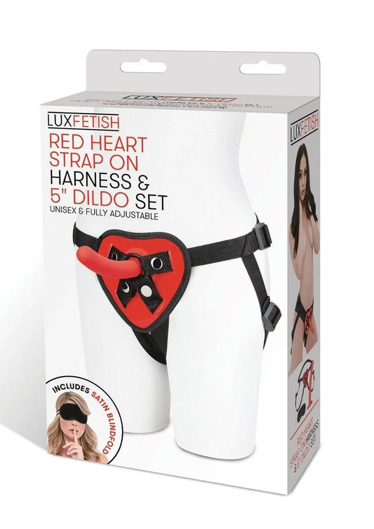 Lux F Red Heart Harness/dildo Set 5"