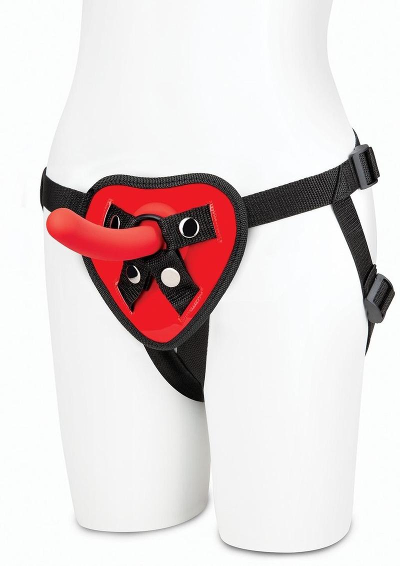 Lux F Red Heart Harness/dildo Set 5"