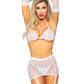 Rhinestone Fishnet Garter Set 5pc White