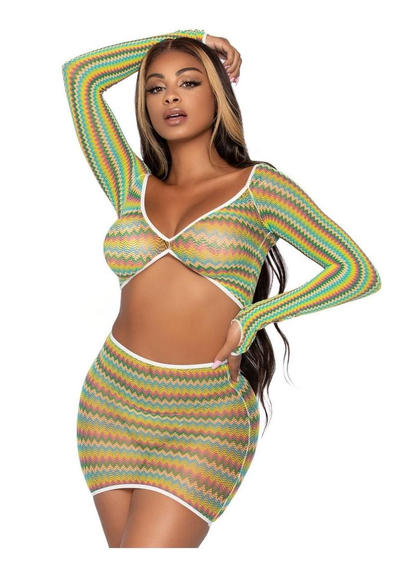 Leg Avenue 2Pc Rainbow Zig Zag