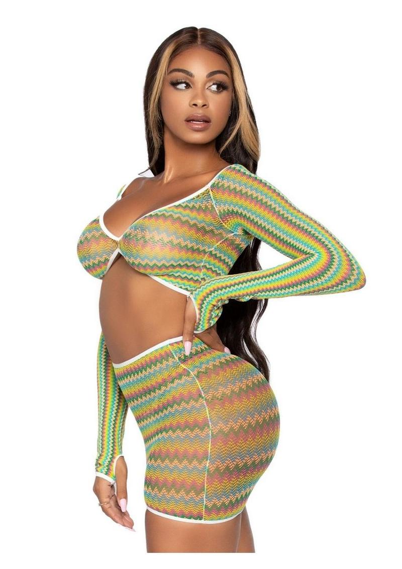 Leg Avenue 2Pc Rainbow Zig Zag