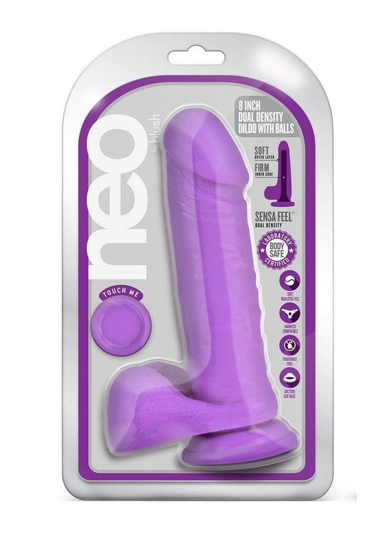 Neo Dildo With Balls - Purple - 8in
