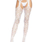 Heart Net Suspender Hose Os White