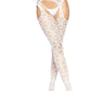 Heart Net Suspender Hose Os White