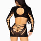Seamless Cut Long Sleev Mini Lace Os Blk