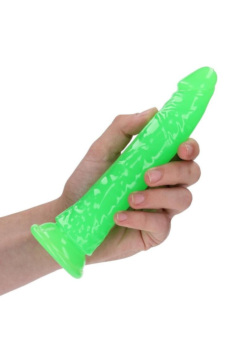 Realrock Slim Dildo 7" Gitd Green