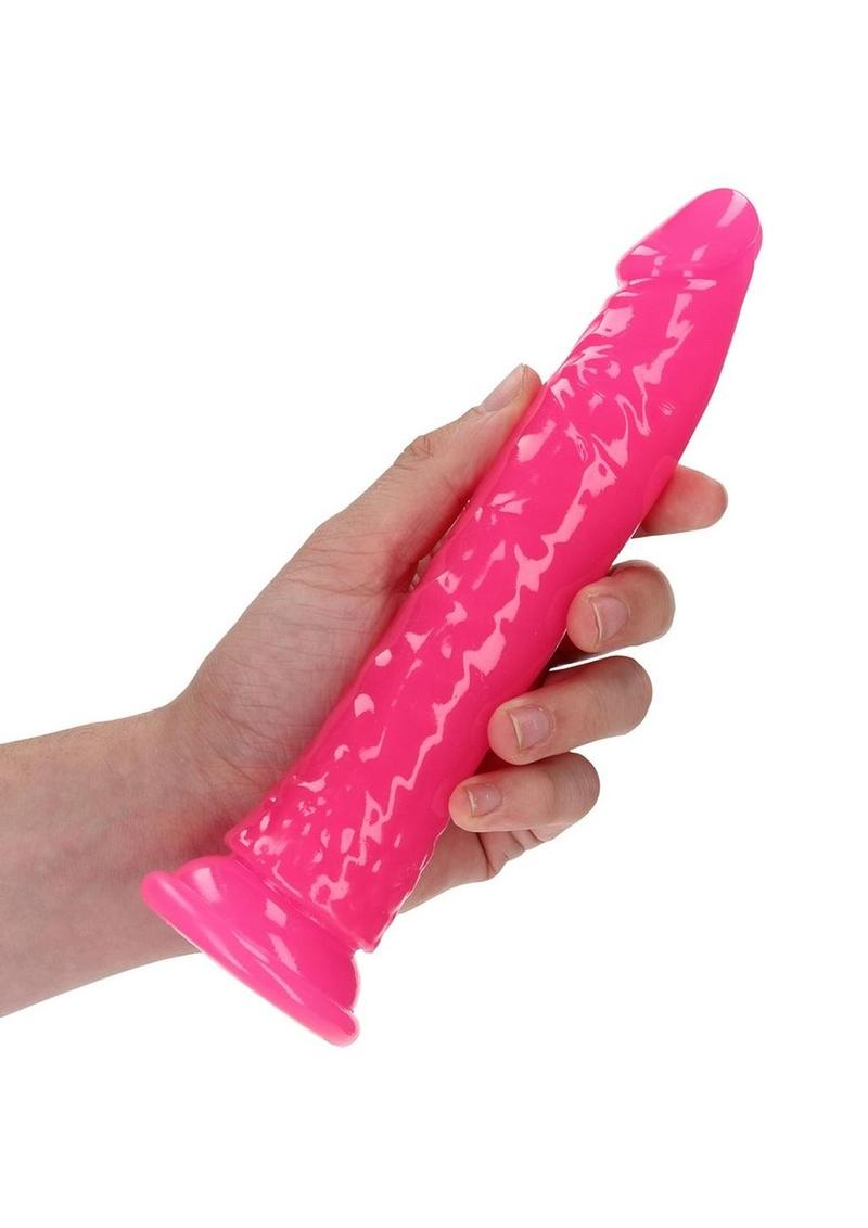 Realrock Slim Dildo 7" Gitd Pink