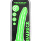 Realrock Slim Dildo 8" Gitd Green