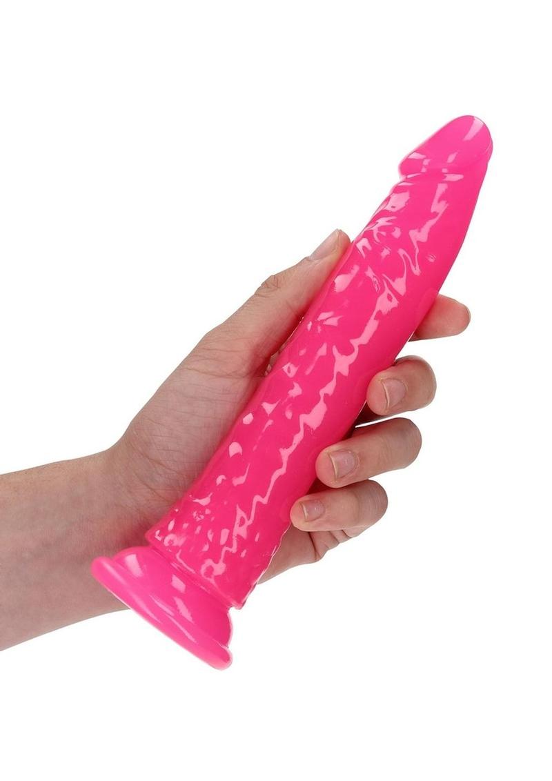 Realrock Slim Dildo 8" Gitd Pink