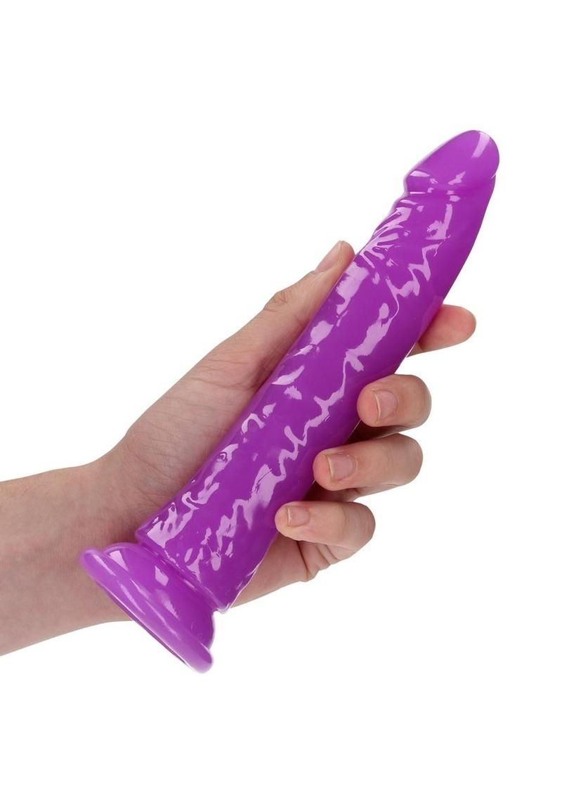 Realrock Slim Dildo 8" Gitd Purple