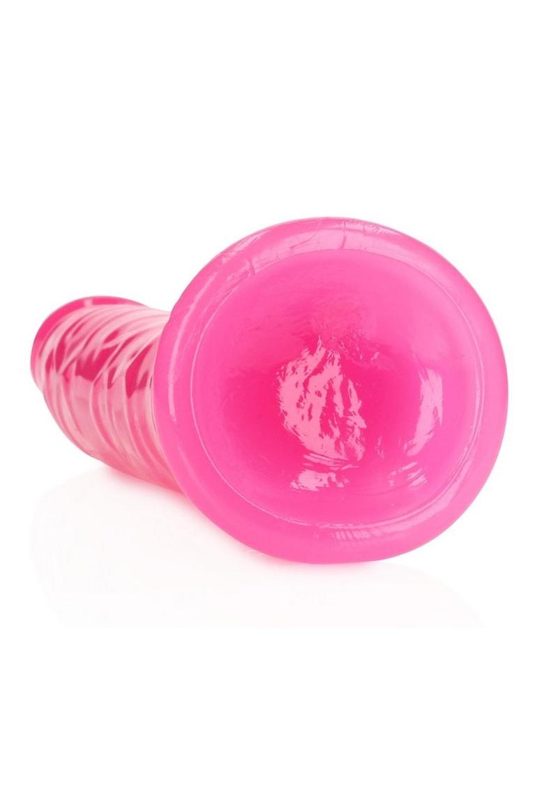 Realrock Slim Dildo 9" Gitd Pink