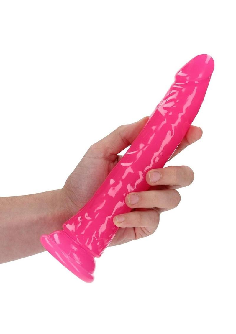 Realrock Slim Dildo 9" Gitd Pink