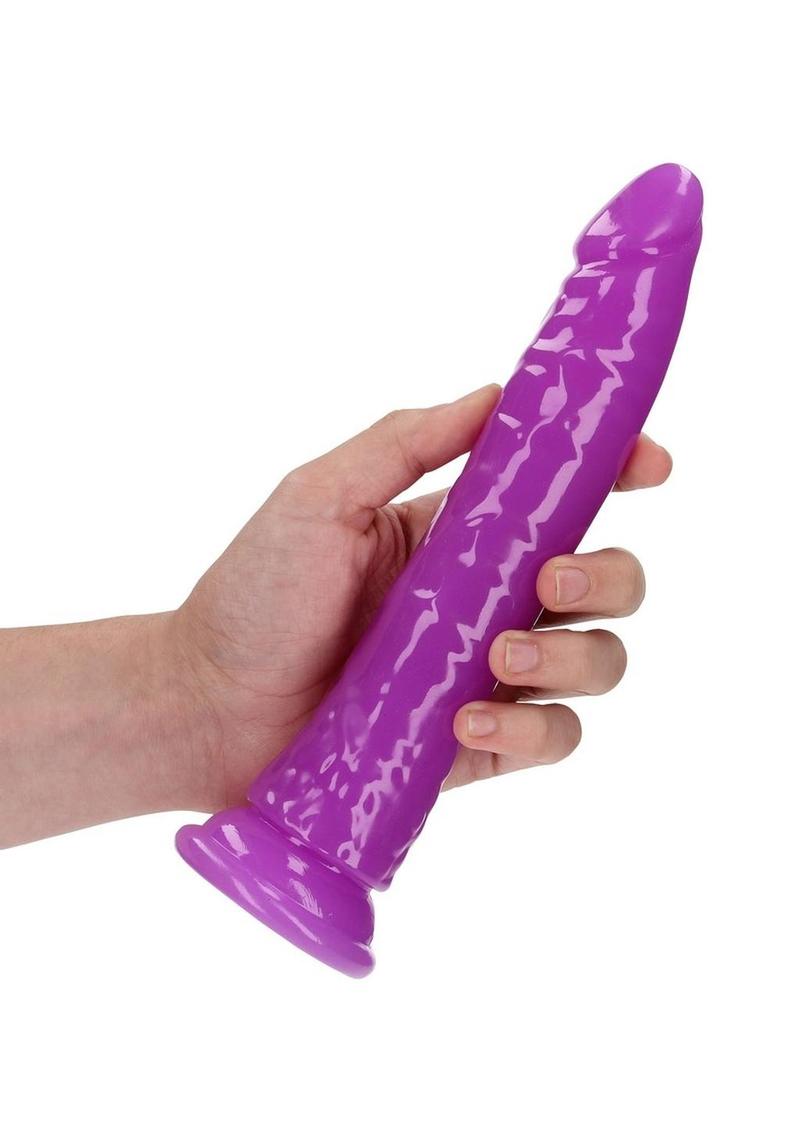 Realrock Slim Dildo 9" Gitd Purple