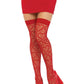 Heart Net Thigh High Os Red