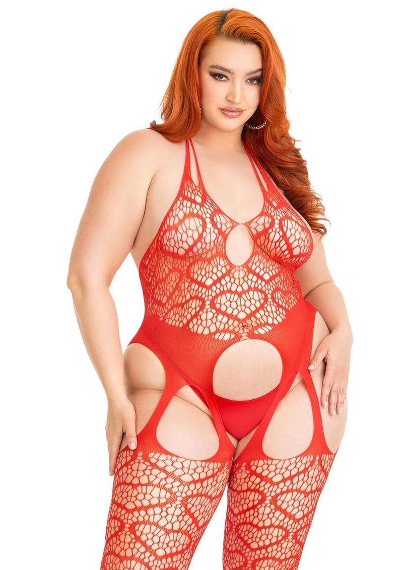 Seamless Heart Suspend Body 1x/2x Red