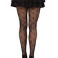 Love Struck Heart Net Tights Os Blk