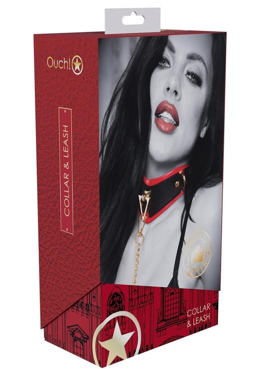 Ouch Milan Coll Collar Leash Blk/red