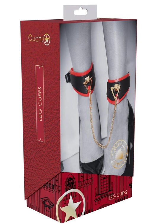 Ouch Milan Coll Leg Cuffs Blk/red